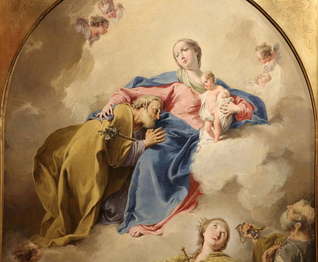  281-Giambattista Pittoni-Santi in adorazione della Sacra Famiglia in gloria - dettaglio 
